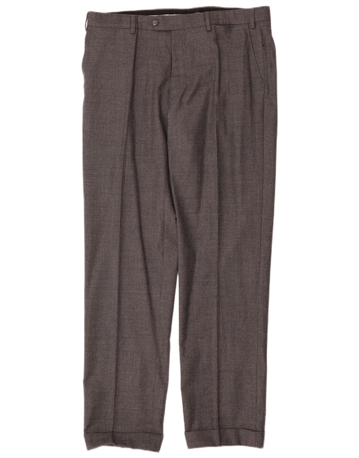 Vintage Herren gerade Anzughose W36 L34 graue Wolle