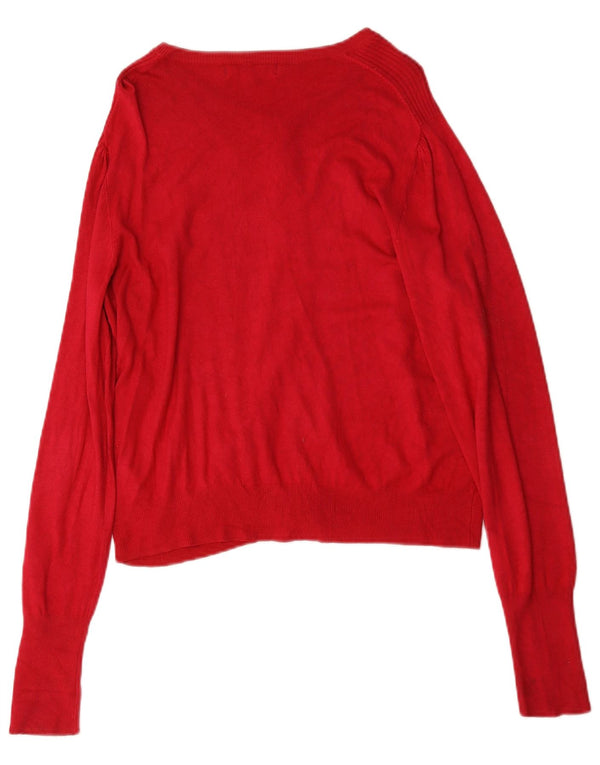 Marks & Spencer Damen Strickjacke Pullover UK 14 Große rote Viskose