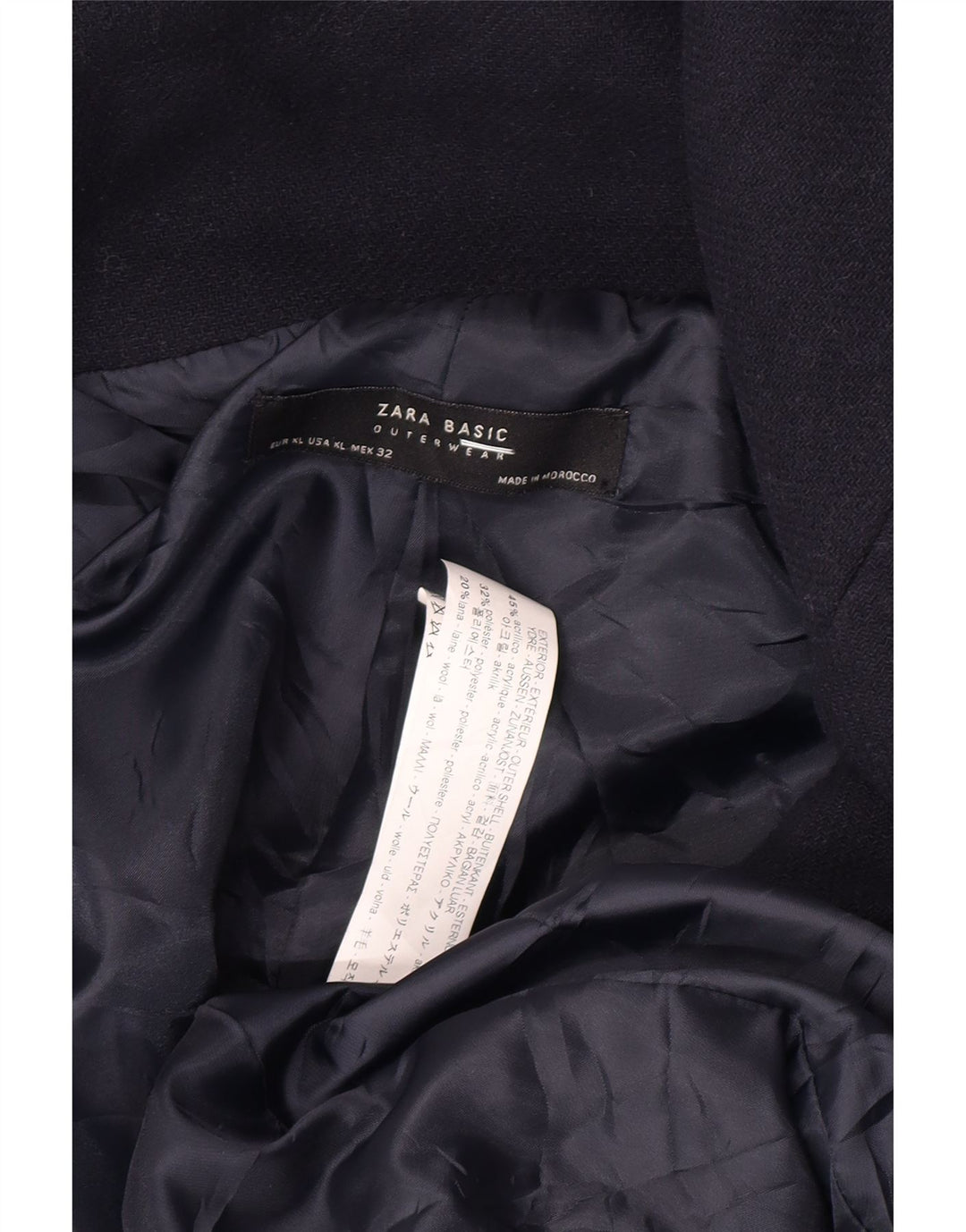 Zara Damen Mantel UK 18 XL Marineblau Acryl