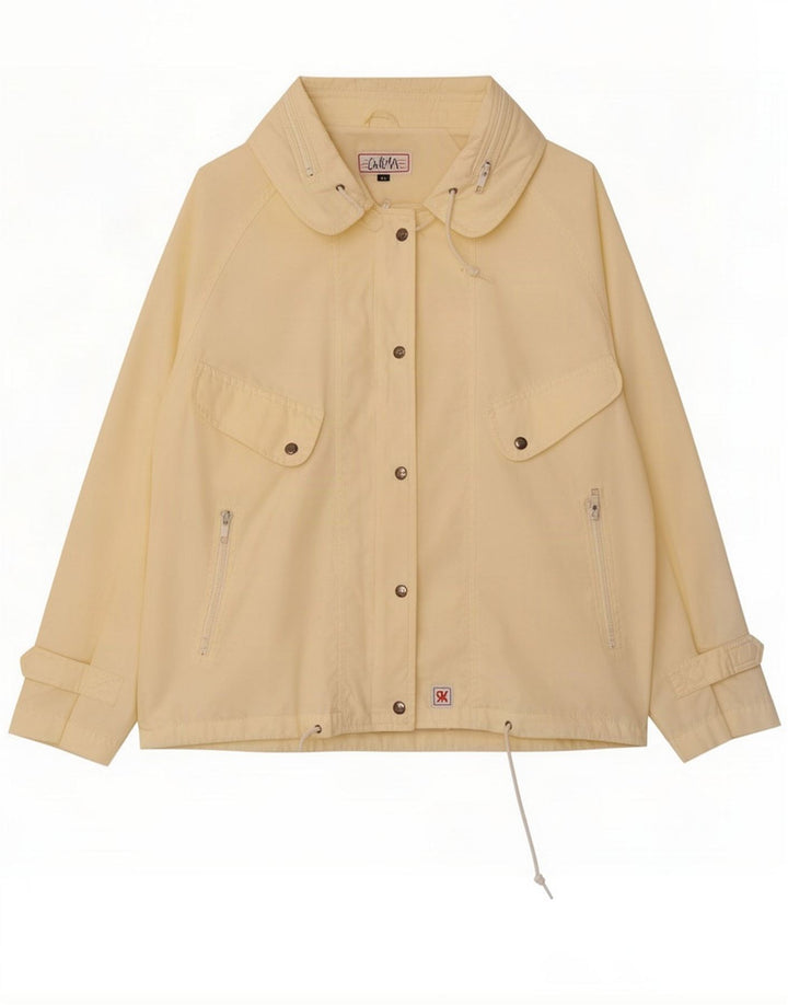 Vintage Damen Utility-Jacke IT 42 Mittelgelbes Polyester
