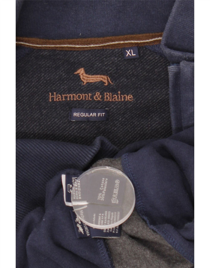 HARMONT & BLAINE Herren-Trainingsanzug-Oberteil, Jacke, XL, Marineblau, Colourblock-Baumwolle