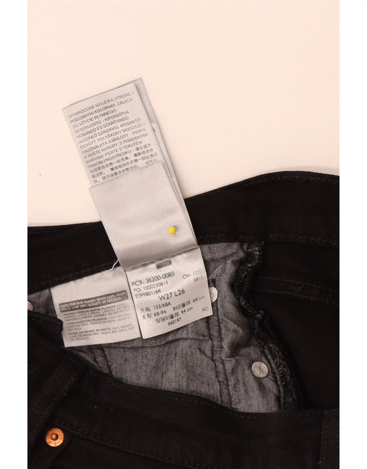 Levi's Damen 501 Straight Jeans W27 L26 Schwarze Baumwolle