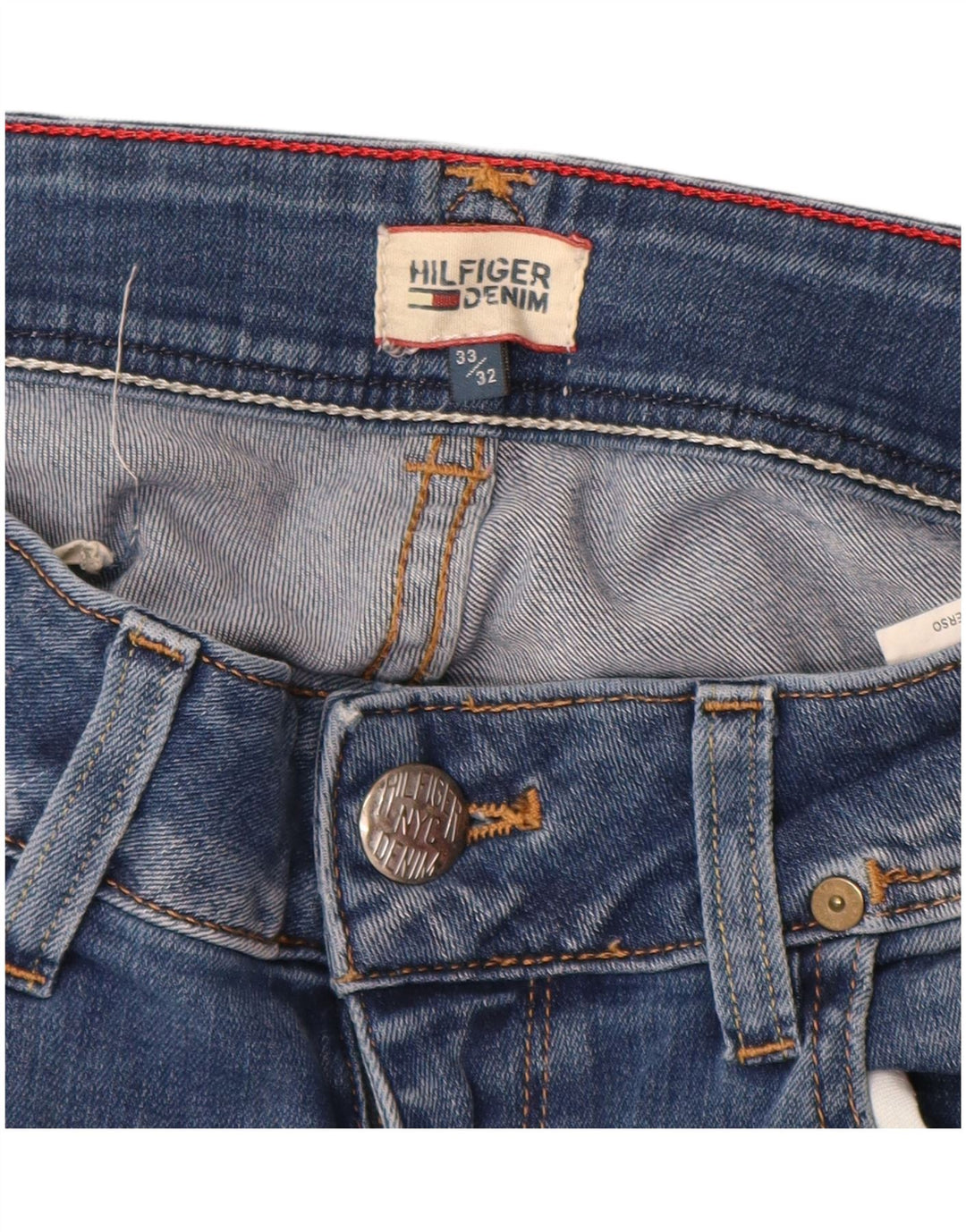 Tommy Hilfiger Damen Straight Jeans W33 L26 Blaue Baumwolle