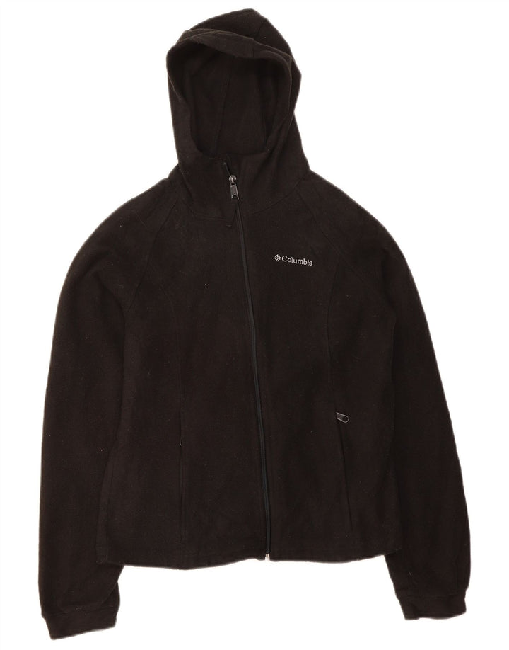 COLUMBIA Boys Hooded Fleece Jacket 11-12 Years Black