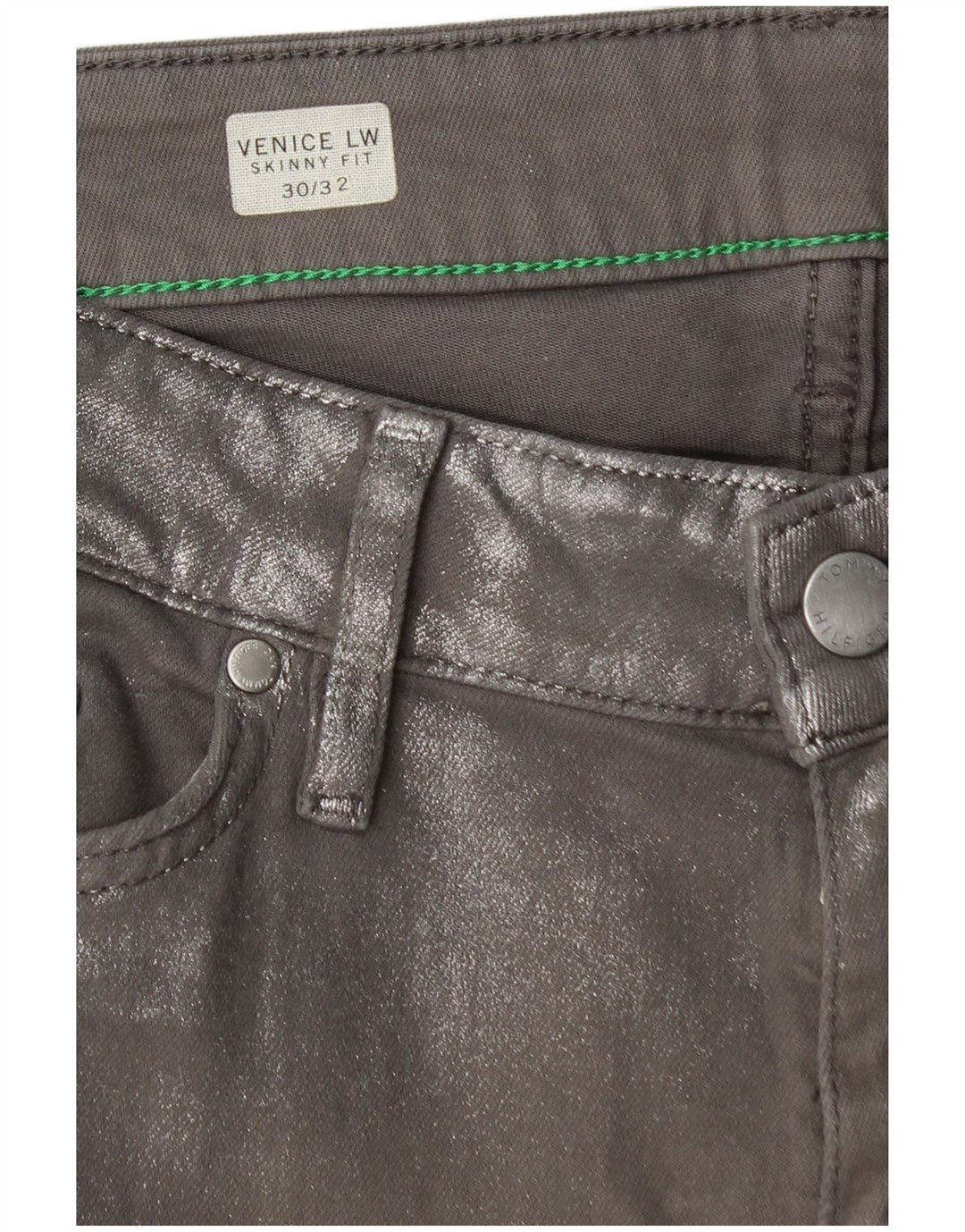 TOMMY HILFIGER Damen Venice LW Skinny Jeans W30 L30 Graue Baumwolle