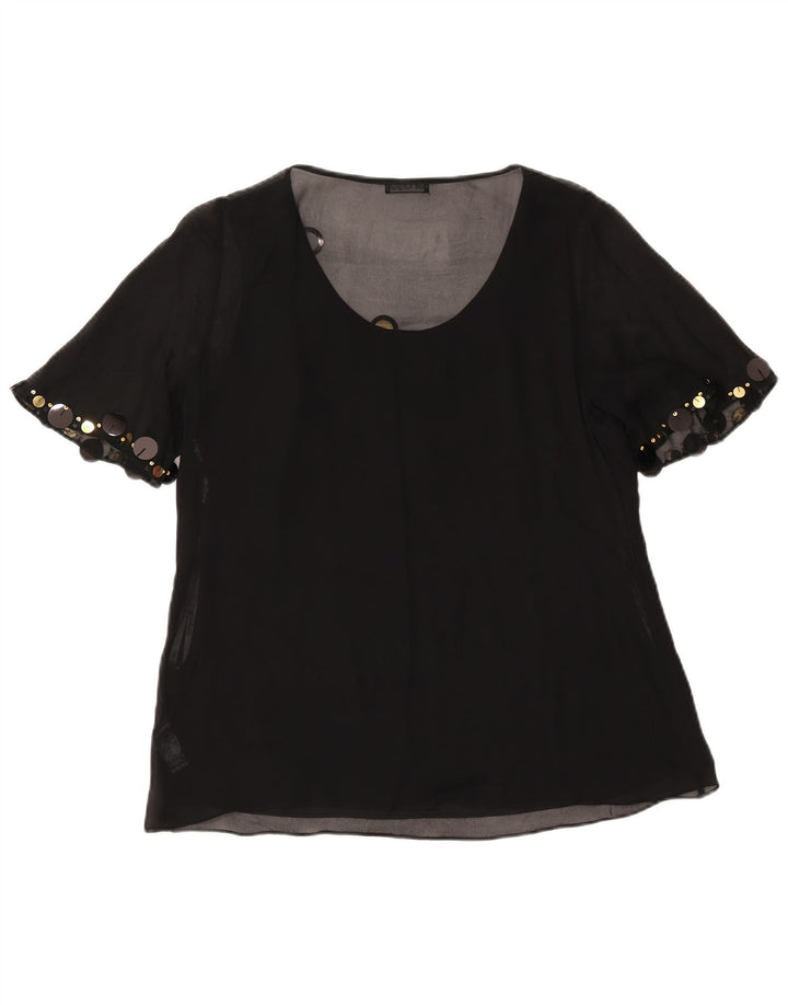 Marks & Spencer Damen Kurzarm-Blusenoberteil UK 14 Large Schwarz