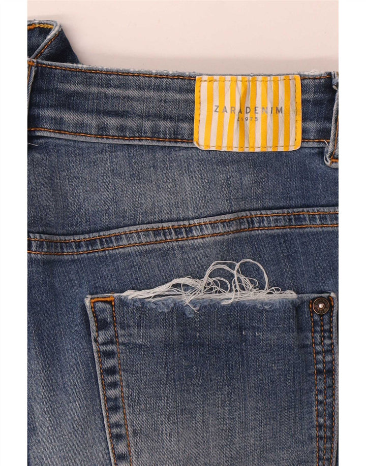 Zara Damen Distressed Skinny Jeans W28 L27 Blau