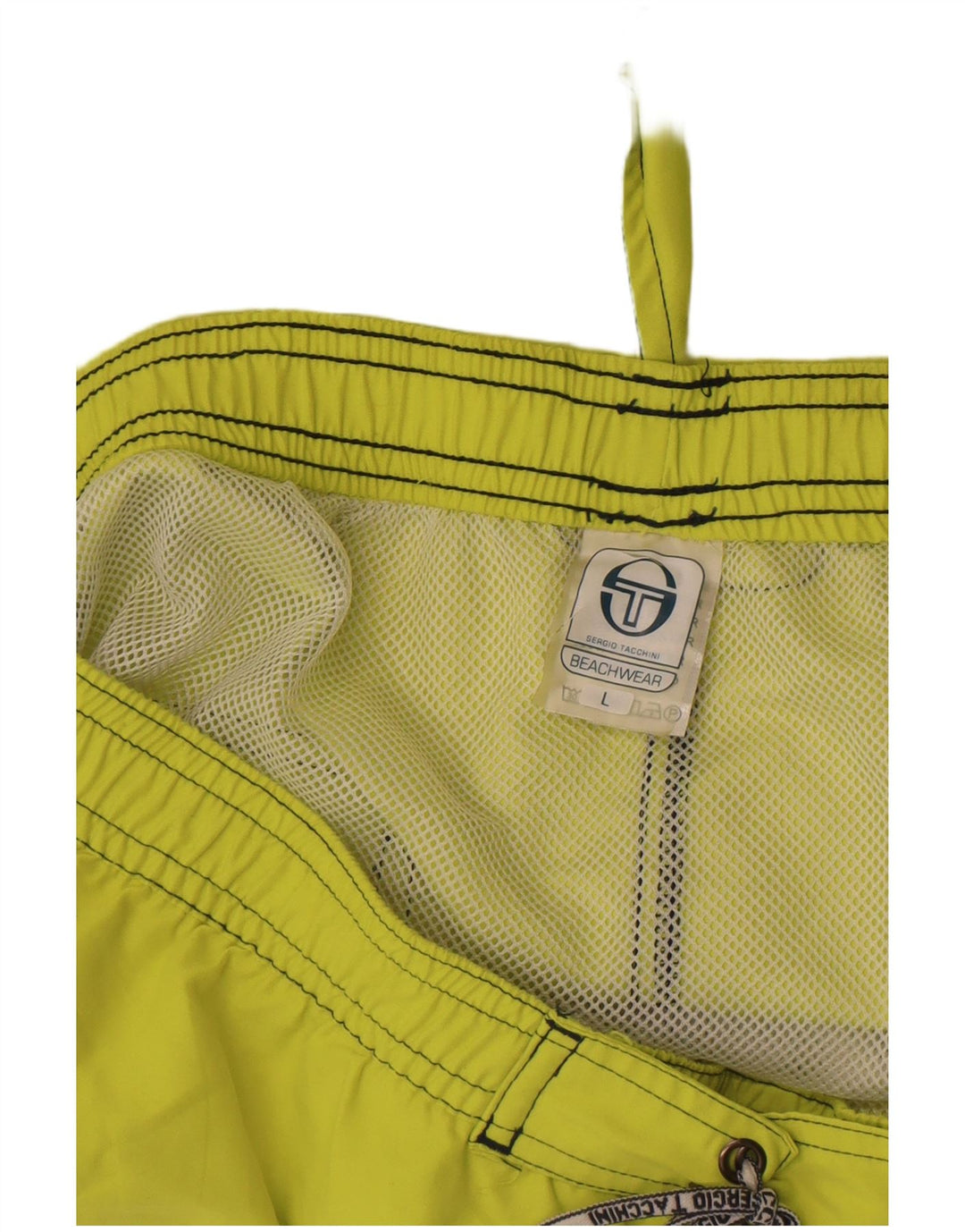 Sergio Tacchini Herren-Badeshorts mit Grafik, groß, grün gestreift, Polyester