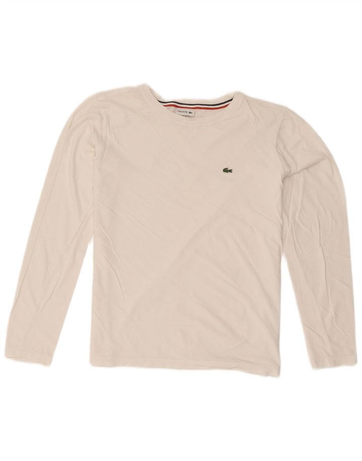 Lacoste Jungen-Top, langärmelig, 15–16 Jahre, weiße Baumwolle