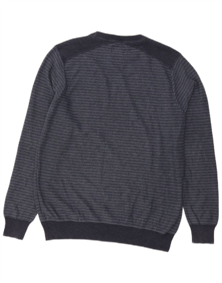 Marks & Spencer Herren-Pullover mit Rundhalsausschnitt, mittleres Marineblau gestreift