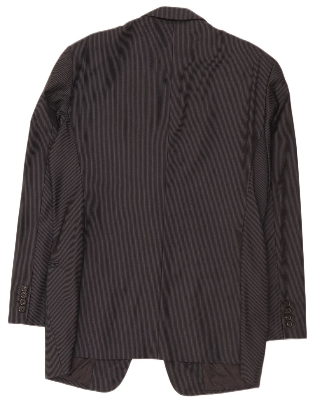 Armani Collezioni Herren-Blazerjacke mit 2 Knöpfen, IT 52, große grau gestreifte Wolle
