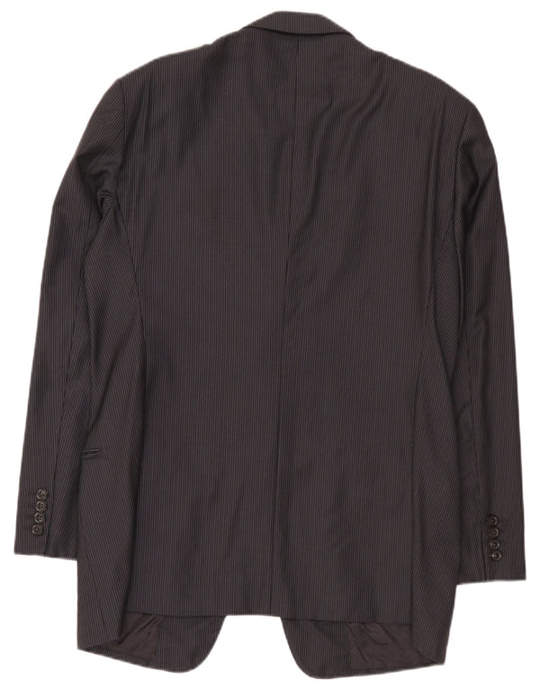 Armani Collezioni Herren-Blazerjacke mit 2 Knöpfen, IT 52, große grau gestreifte Wolle
