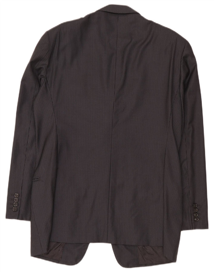 Armani Collezioni Herren-Blazerjacke mit 2 Knöpfen, IT 52, große grau gestreifte Wolle
