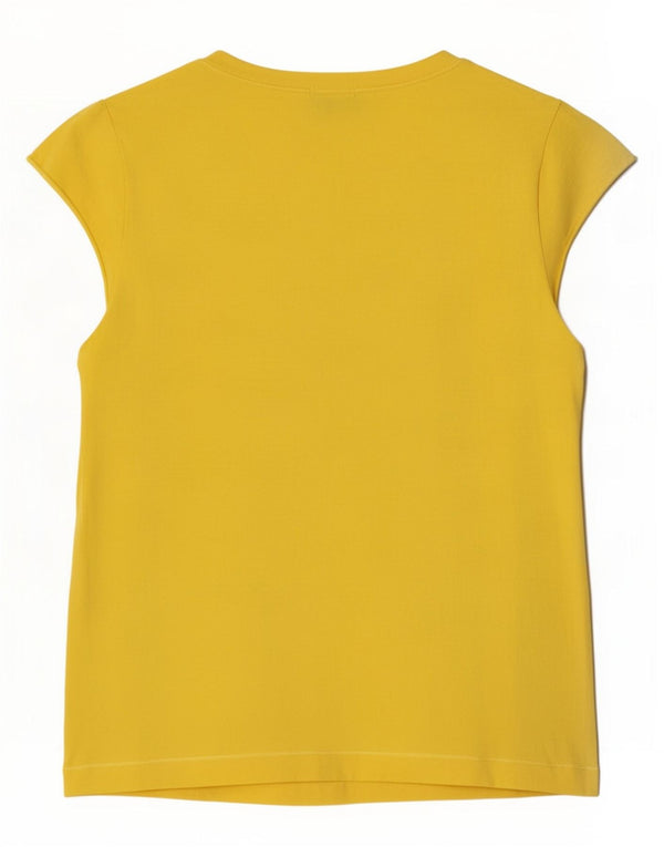 Liu Jo Womens Graphic T-Shirt Top UK 14 Large Yellow Cotton