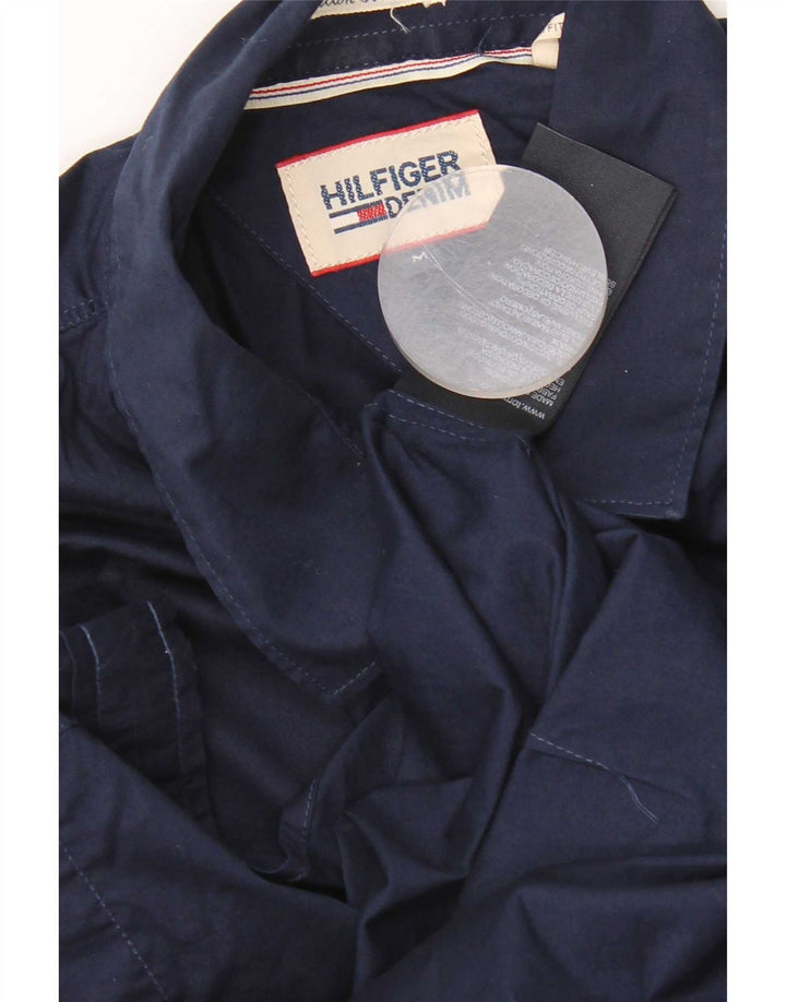 Tommy Hilfiger Herren-Kurzarmhemd, mittelmarineblaue Baumwolle