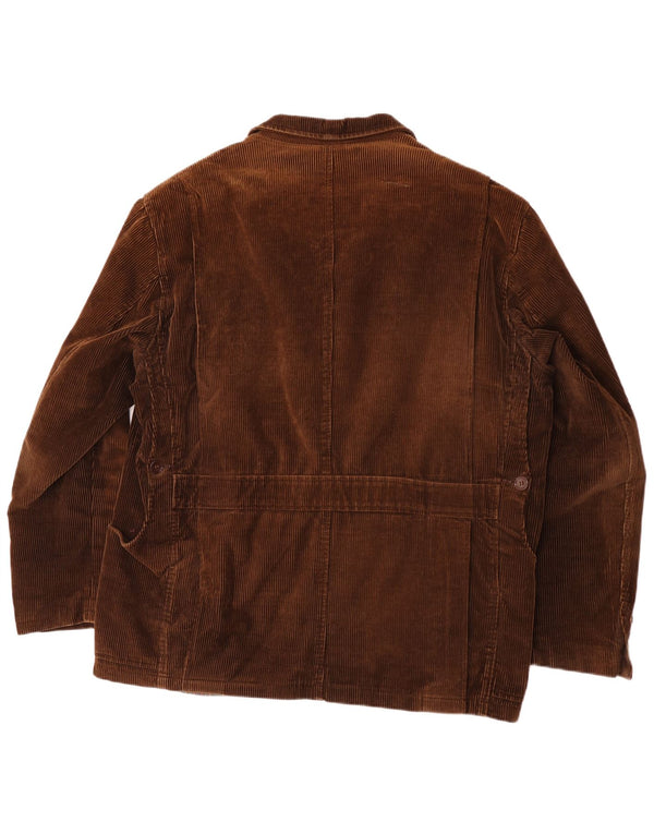 Vintage Herren 3 Knopf Cord Blazer Jacke IT 54 2XL Braune Baumwolle