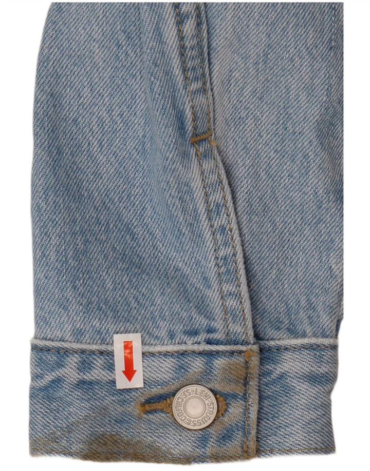 Levi's Damen Crop Denim Jacke UK 16 Large Blue Floral Cotton