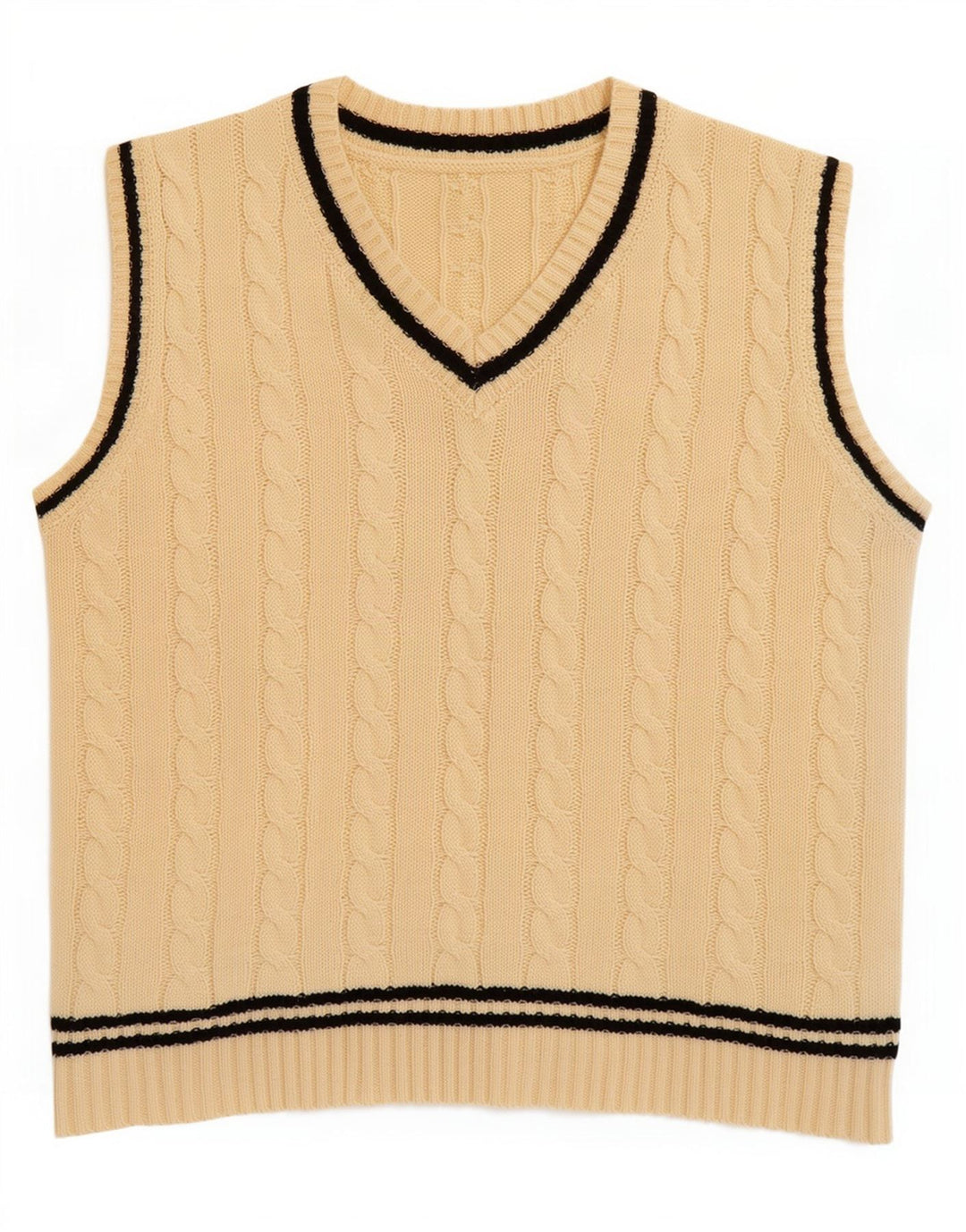 Vintage Herren Weste Tank Top Groß Beige gestreift