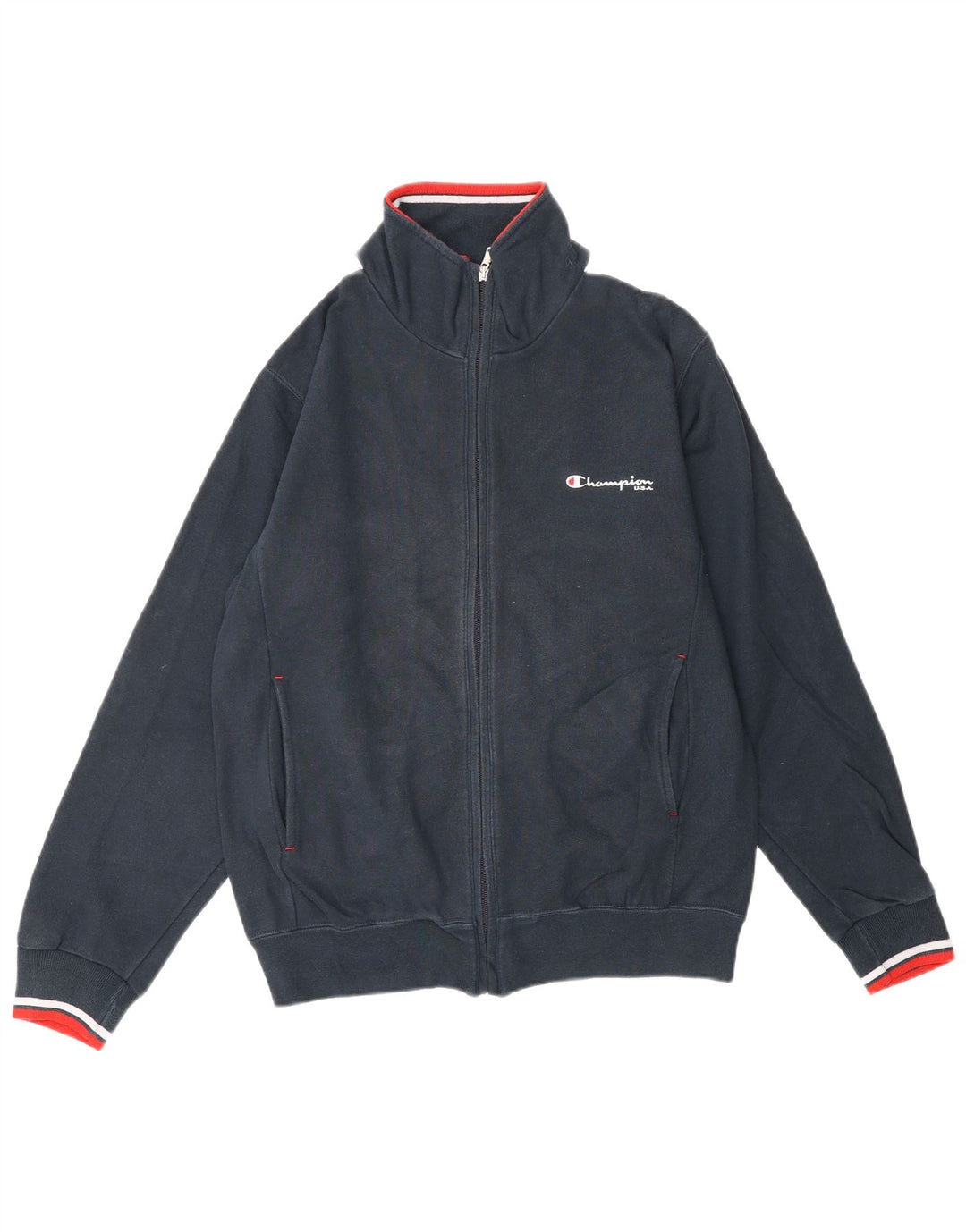 CHAMPION Herren-Trainingsanzug-Oberteil, Jacke, klein, marineblau, Colourblock-Baumwolle