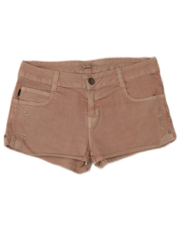 Zara Damen Trafaluc Denim Shorts EU 38 Small W28 Rosa Baumwolle