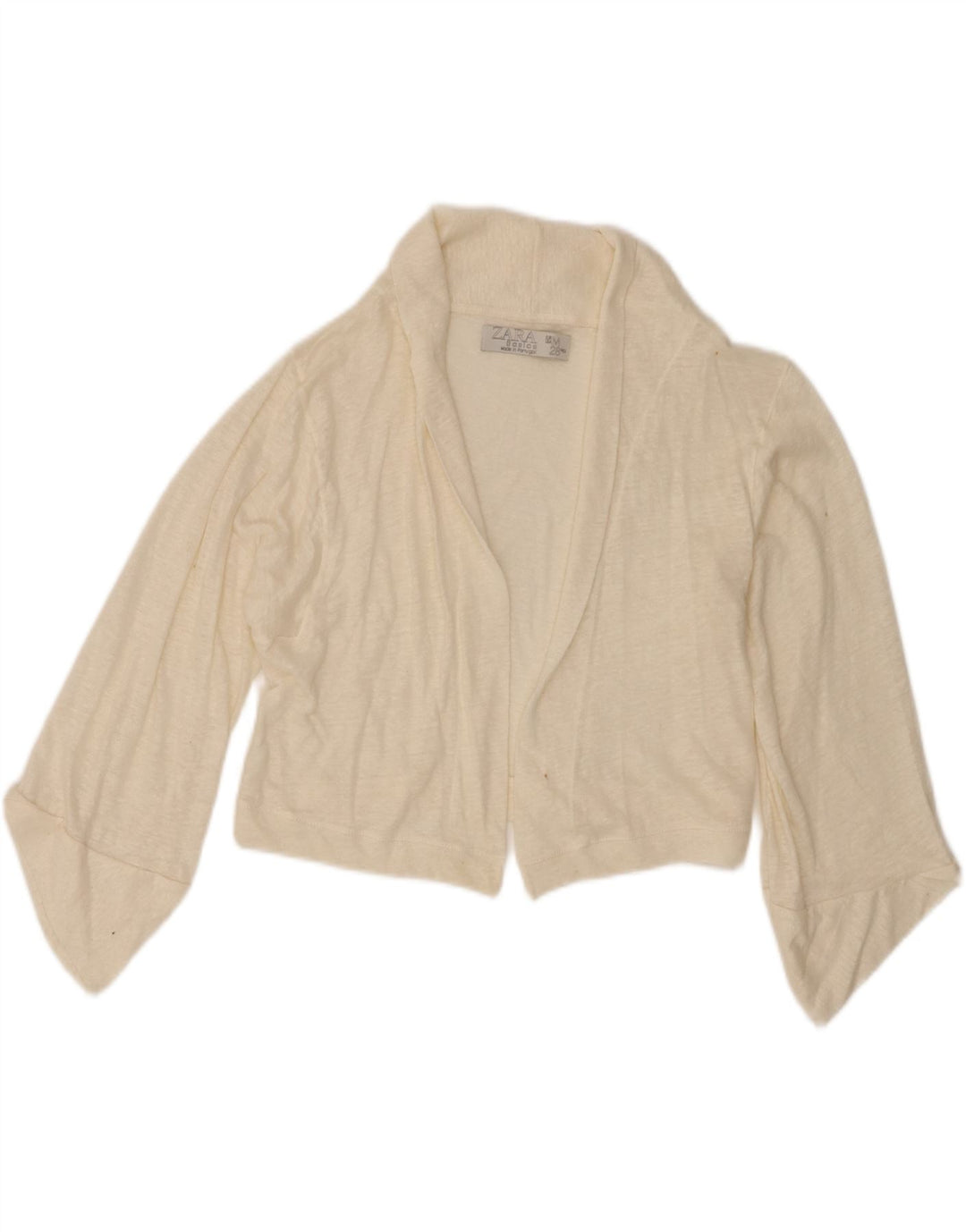 Zara Damen Crop Open Cardigan Pullover UK 12 Medium Off White