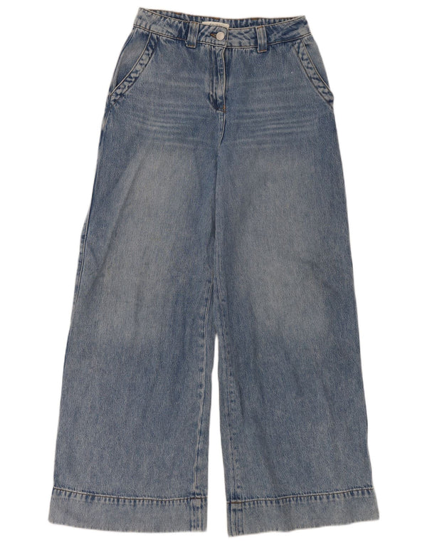 Reiss Damen-Jeans mit hoher Taille und weitem Bein, W27, L32, blaue Baumwolle