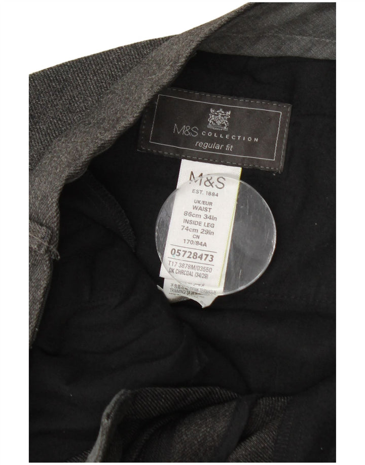 Marks & Spencer Herren-Freizeithose mit normaler Passform, W34, L29, Grau, Polyester