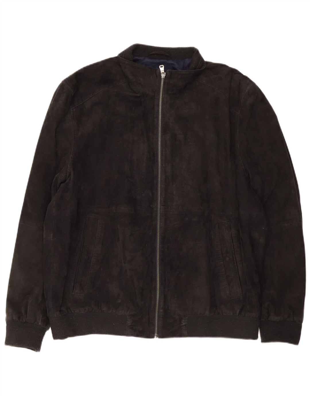 Christian Berg Herren Bomber-Wildlederjacke UK 38 Mittelmarineblaues Wildleder