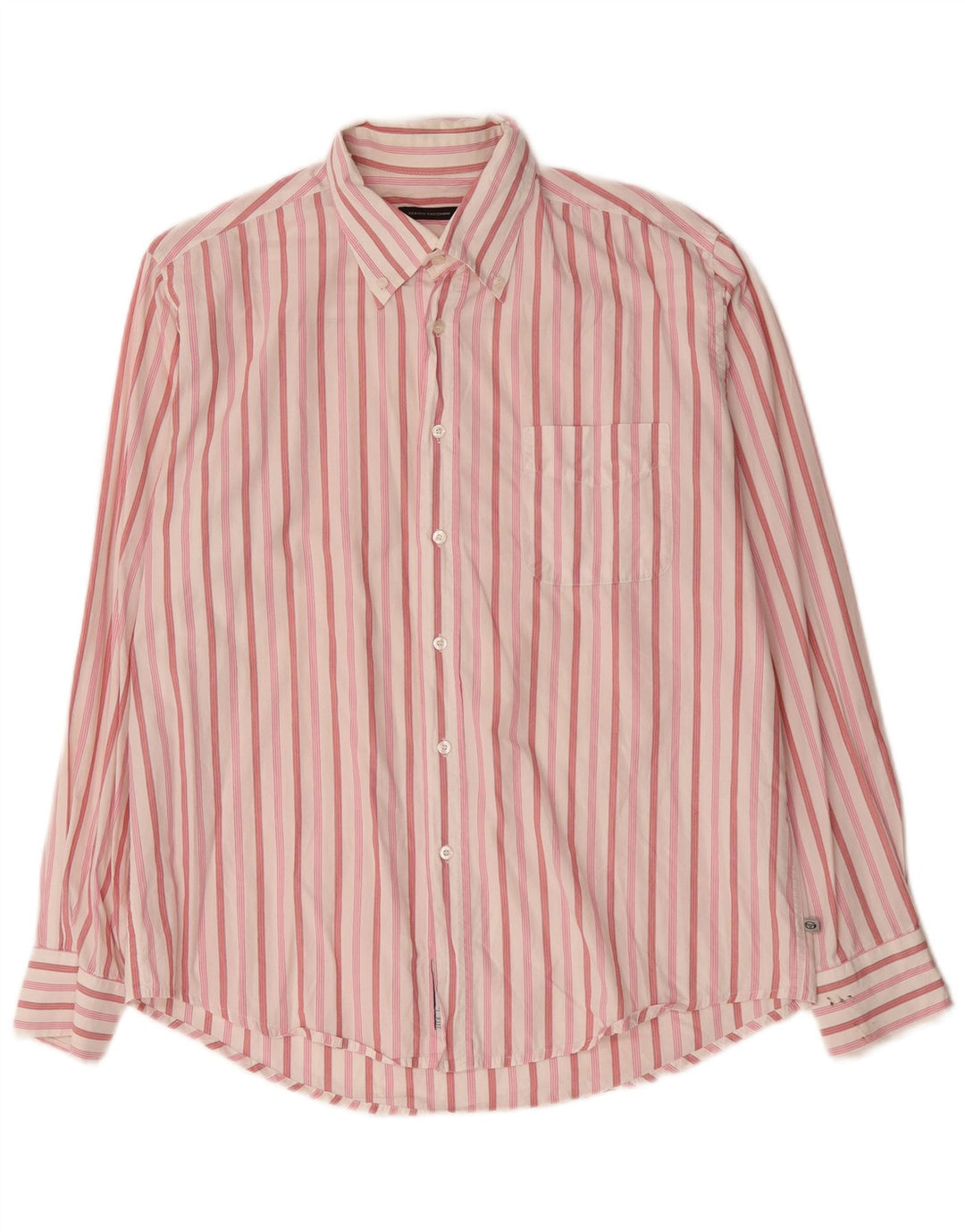 Sergio Tacchini Herrenhemd, groß, rosa gestreift, Baumwolle