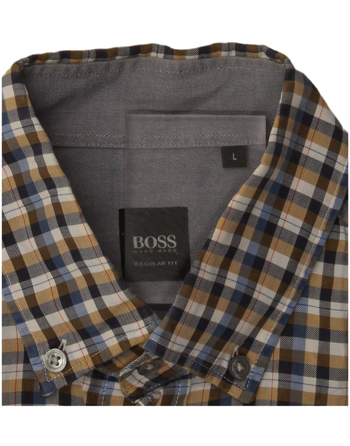 Hugo Boss Herren-Hemd mit normaler Passform, großes, mehrfarbiges Karomuster