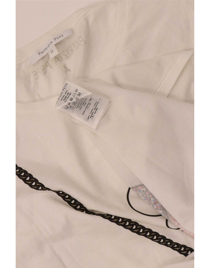 Patrizia Pepe Damen Grafik-Trägershirt, Einheitsgröße, weiße Baumwolle
