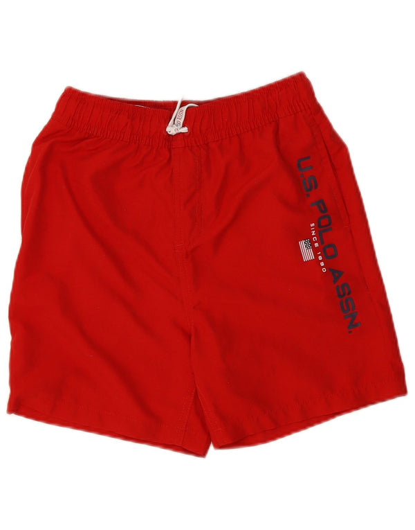 U.S. Polo Assn. Badeshorts für Jungen mit Grafik, 10–11 Jahre, rotes Polyester