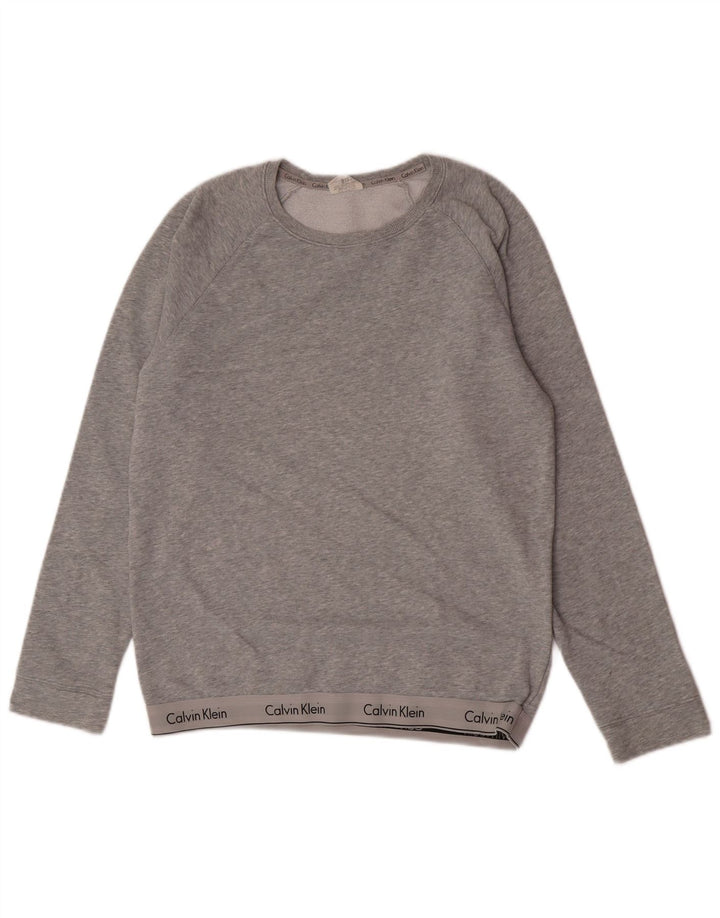 Calvin Klein Herren-Sweatshirt mit Grafik, mittelgrau gefleckte Baumwolle