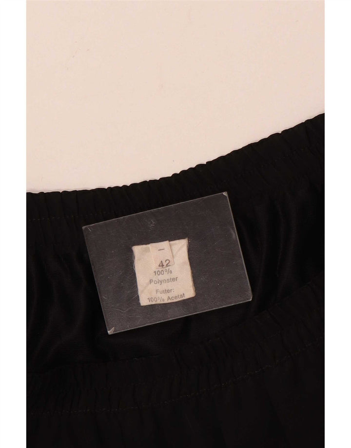 Vintage Damen Faltenrock EU 42 Groß W34 Schwarz Polyester