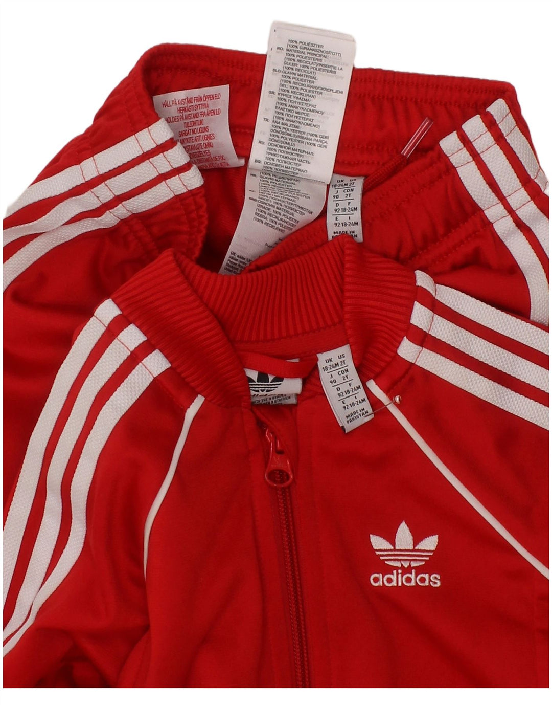 ADIDAS Trainingshose für Babys, Mädchen, 18–24 Monate, rotes Polyester