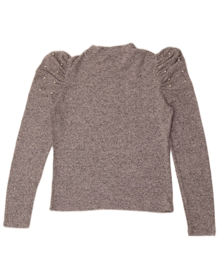 Zara Damen Top Langarm UK 12 Mittelgrau