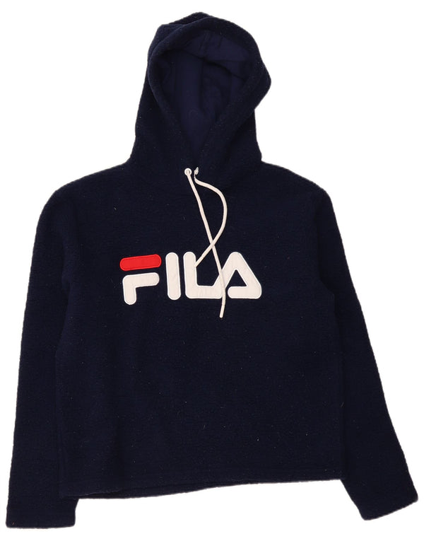 FILA Damen-Fleecepullover mit grafischer Kapuze, UK 14, mittelmarineblau, Polyester