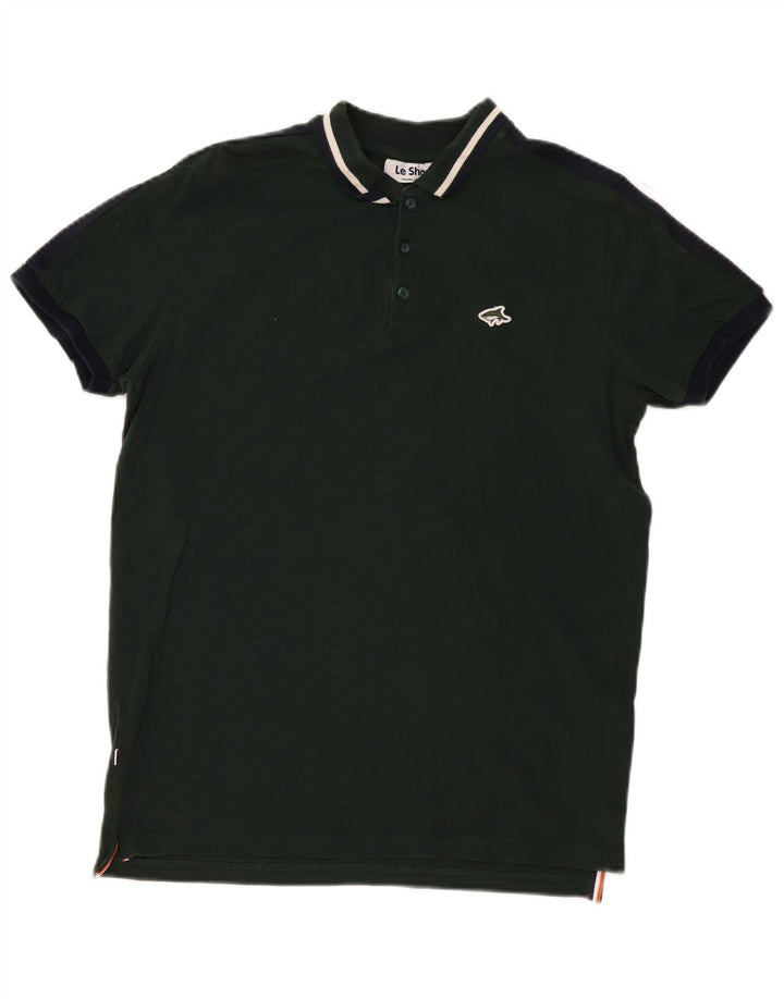 Le Shark Herren-Poloshirt aus mittelgrüner Baumwolle
