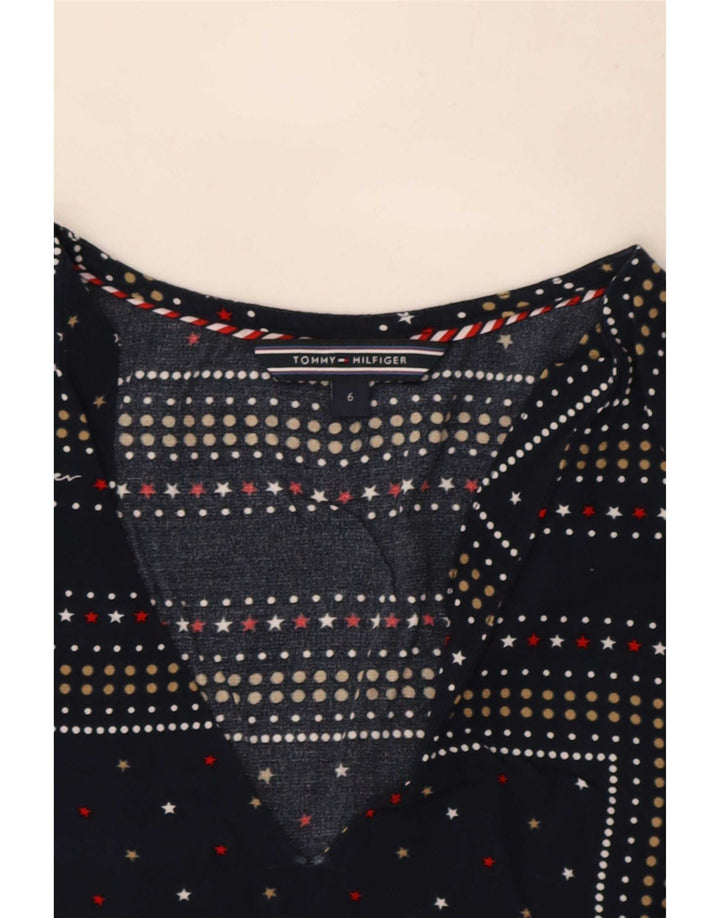 Tommy Hilfiger Damen-Blusenoberteil US 6 Medium Navy Blue Spotted