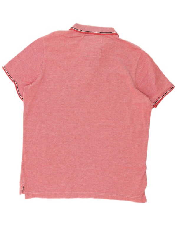 Superdry Herren-Poloshirt 2XL aus rosa gefleckter Baumwolle