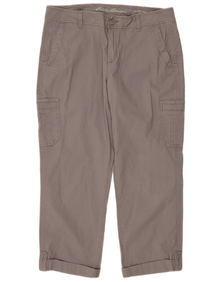 Eddie Bauer Damen-Hose, kurz geschnitten, US 10, Größe L, W34, L24, graue Baumwolle