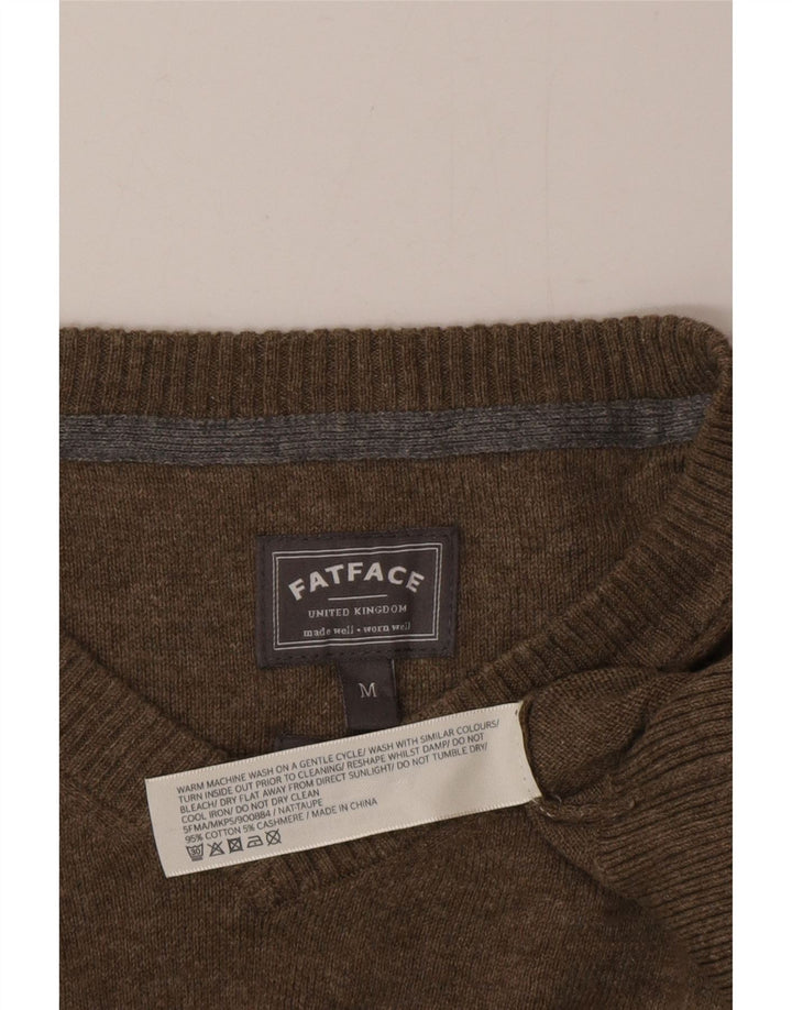 Fat Face Herren-Pullover mit V-Ausschnitt, mittlere Khaki-Baumwolle