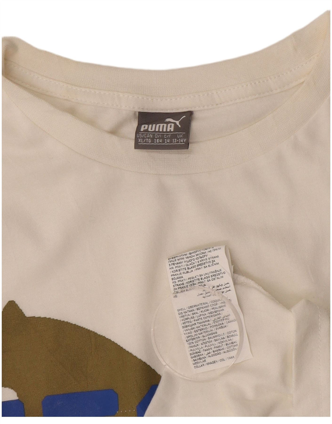 PUMA Jungen Graphic T-Shirt Top 13–14 Jahre, weiße Baumwolle