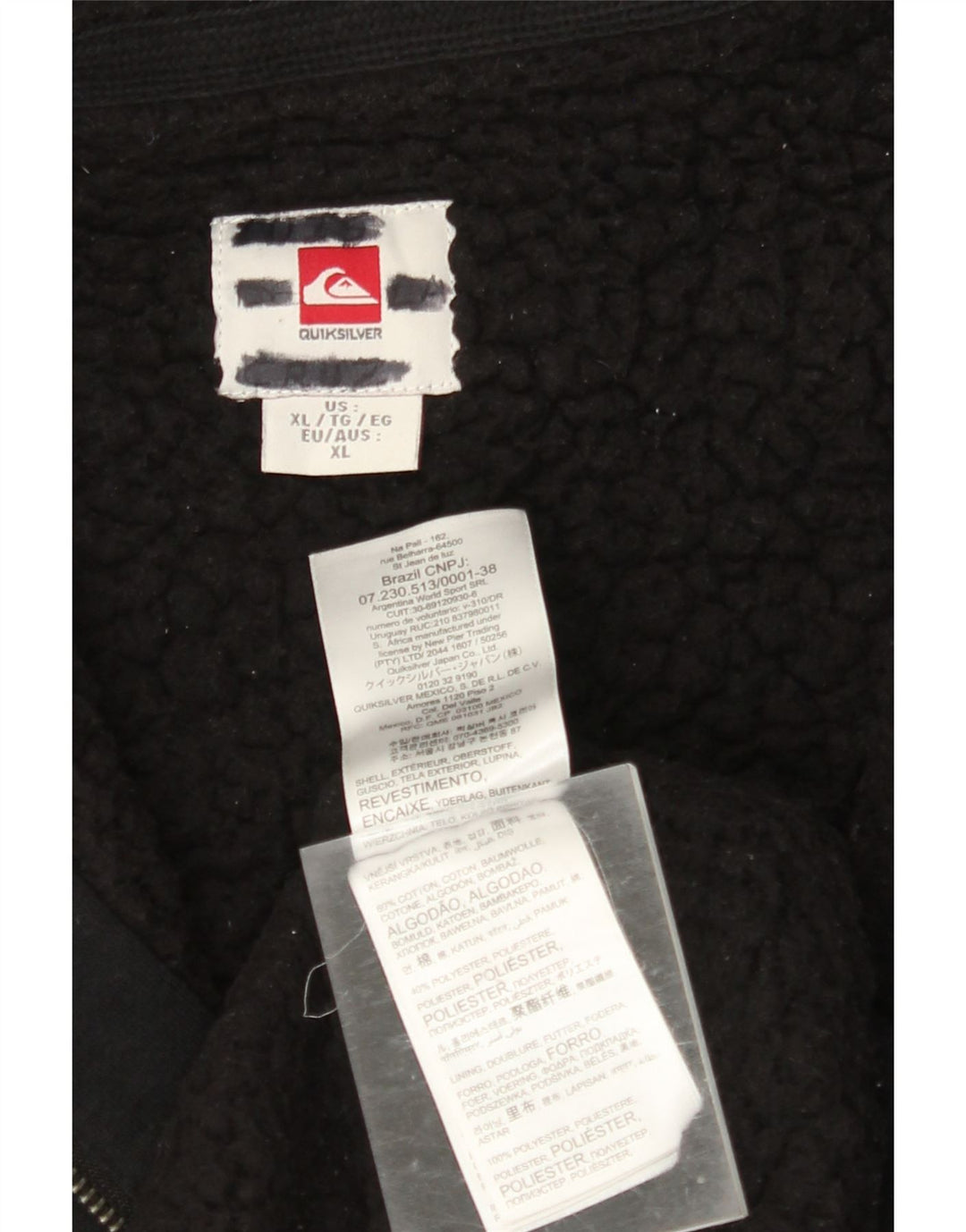 QUIKSILVER Herren-Kapuzenpullover mit grafischem Reißverschluss, XL, schwarze Baumwolle