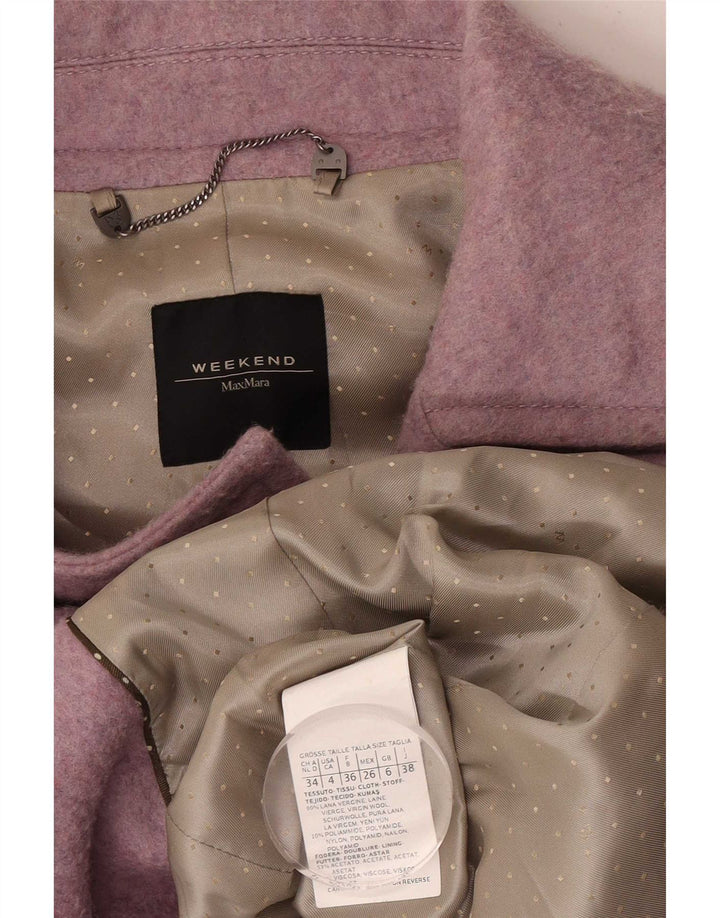 Max Mara Damen-Wochenend-Trenchcoat in Übergröße, UK 6, XS, rosafarbene Schurwolle