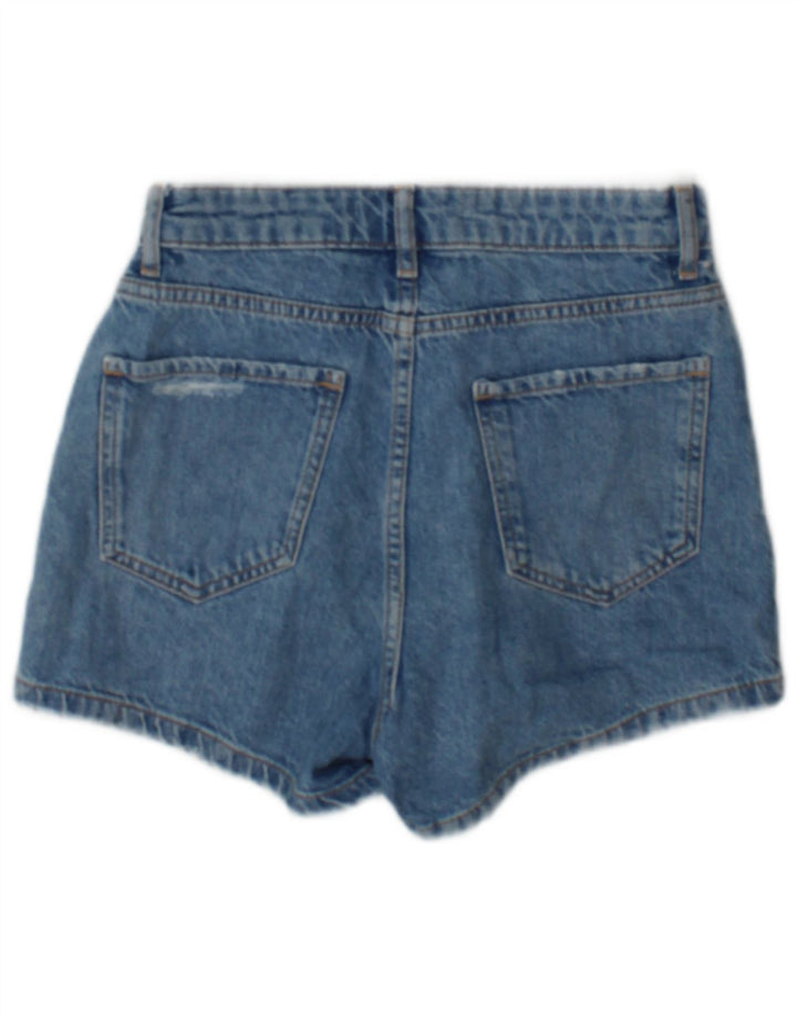 Zara Damen Distressed Denim Shorts XS W24 Blaue Baumwolle