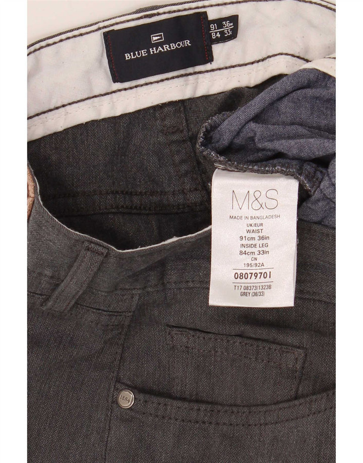 Marks & Spencer Herren Blue Harbour Straight Freizeithose W36 L33 Grau