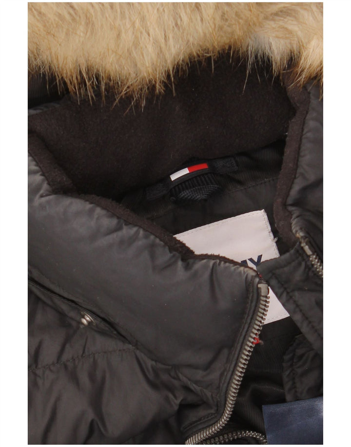 Tommy Hilfiger Wattierter Damenmantel mit Kapuze, UK 10, Größe S, Schwarz, Polyester
