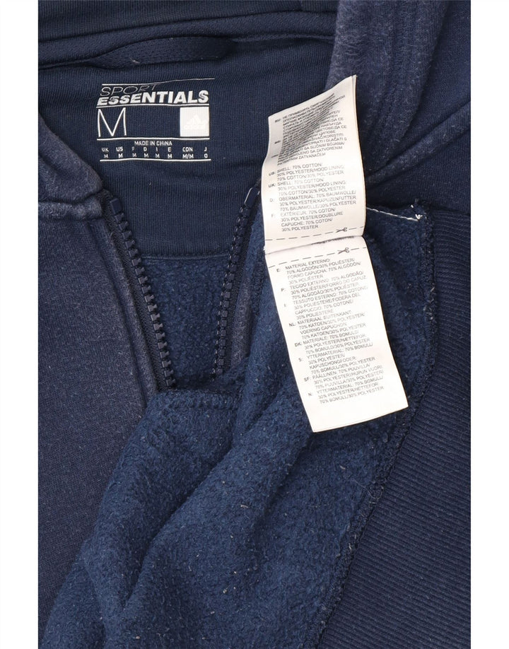 ADIDAS Herren-Kapuzenpullover mit Reißverschluss, mittlere marineblaue Baumwolle