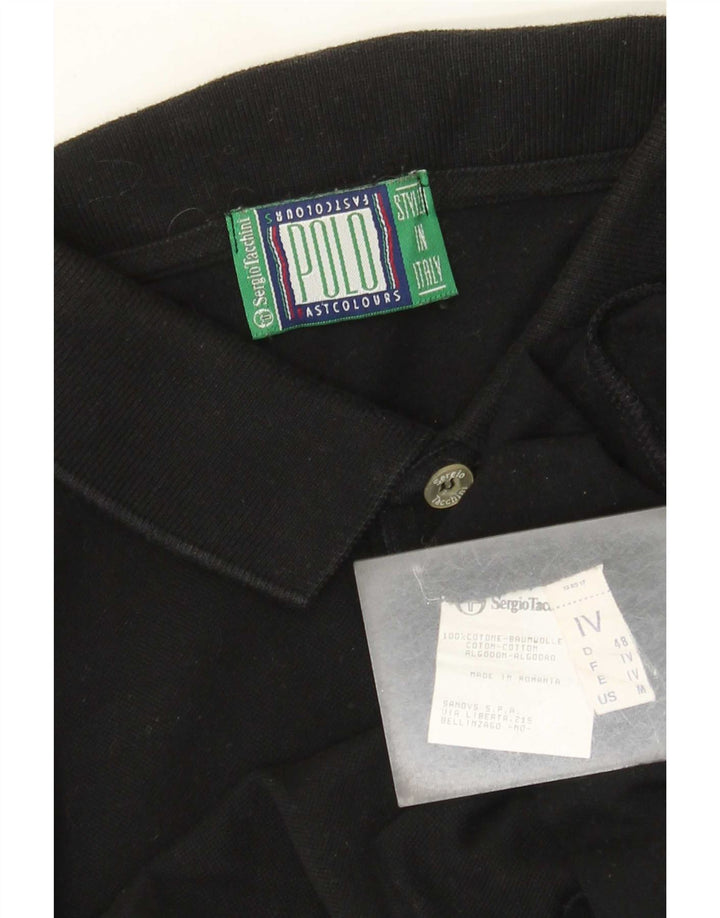 Sergio Tacchini Herren Poloshirt IT 48 Medium Schwarz Baumwolle
